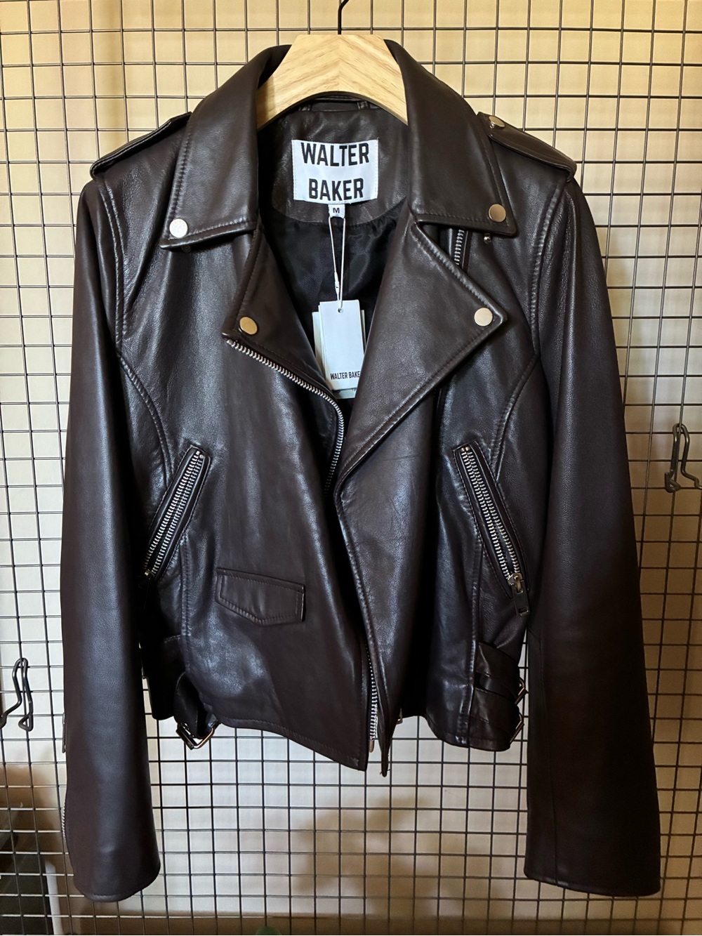 Walter Baker Chocolate Brown Leather Moto Jacket